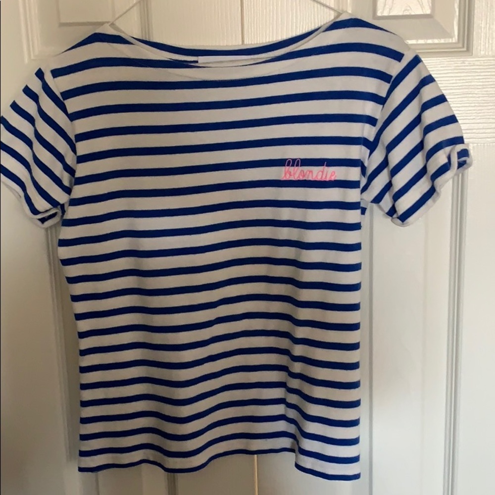 Blue and white striped T-shirt